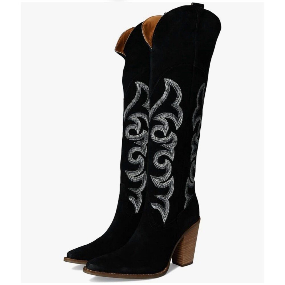 Dingo Womens Primadonna Embroidered Snip Toe Zippered Casual Boots-Over Knee 9.5